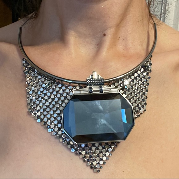 Swarovski Silver and Blue Statement Necklace - Picture 5 of 8